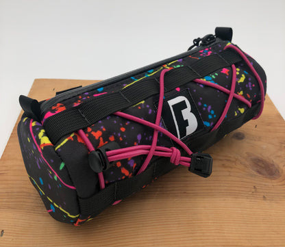 ***Ready to ship now*** Splatter handlebar bag with pink cord